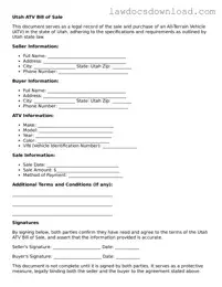Legal Utah ATV Bill of Sale Form