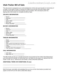 Legal Utah Trailer Bill of Sale Form