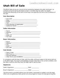 Legal Utah Bill of Sale Form