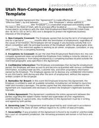 Legal Utah Non-compete Agreement Form