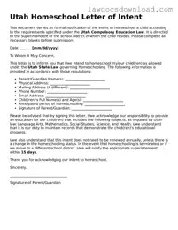 Legal Utah Homeschool Letter of Intent Form