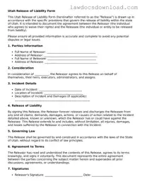Legal Utah Release of Liability Form