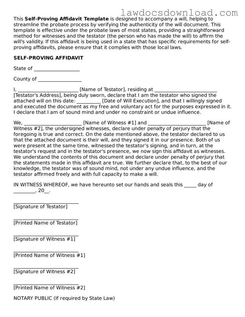 Blank Self-Proving Affidavit Template