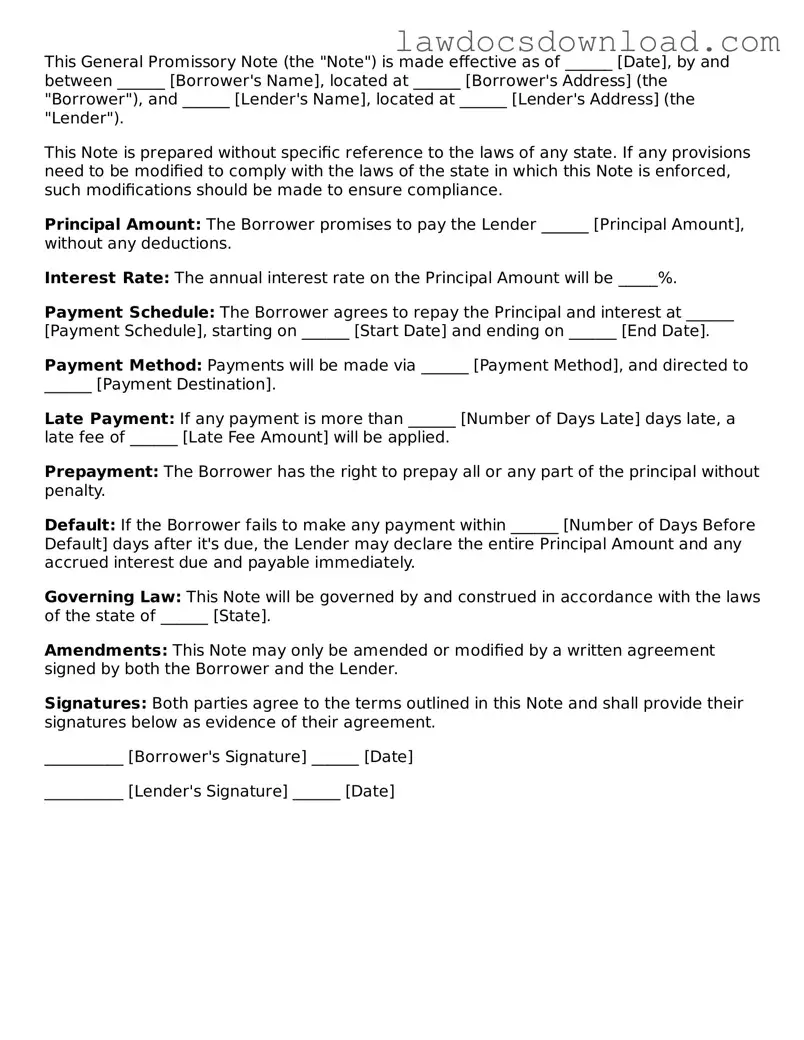 Blank Promissory Note Template