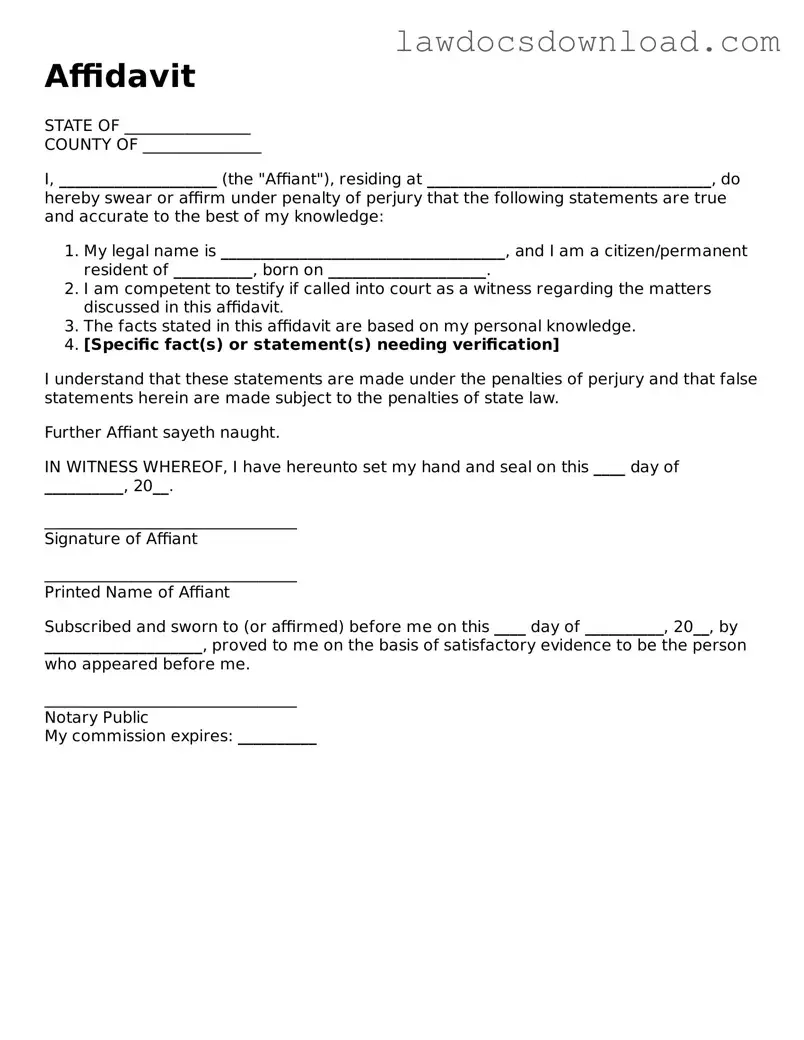 Blank Affidavit Template