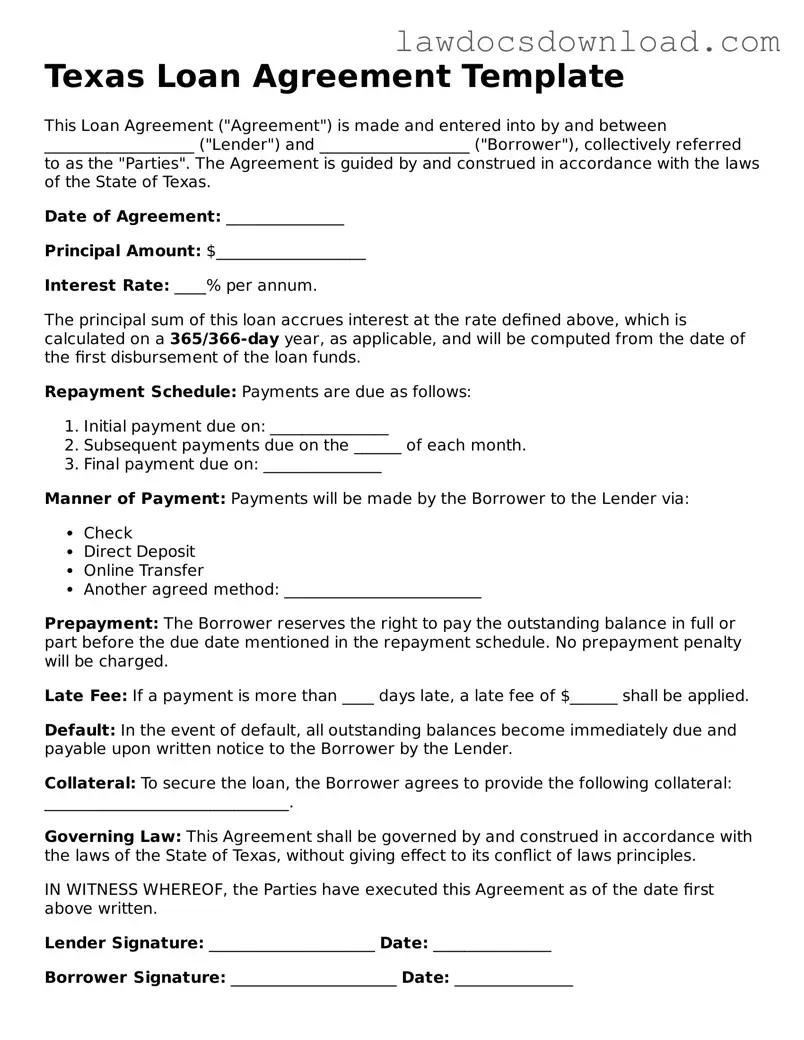 Legal Texas Loan Agreement Form