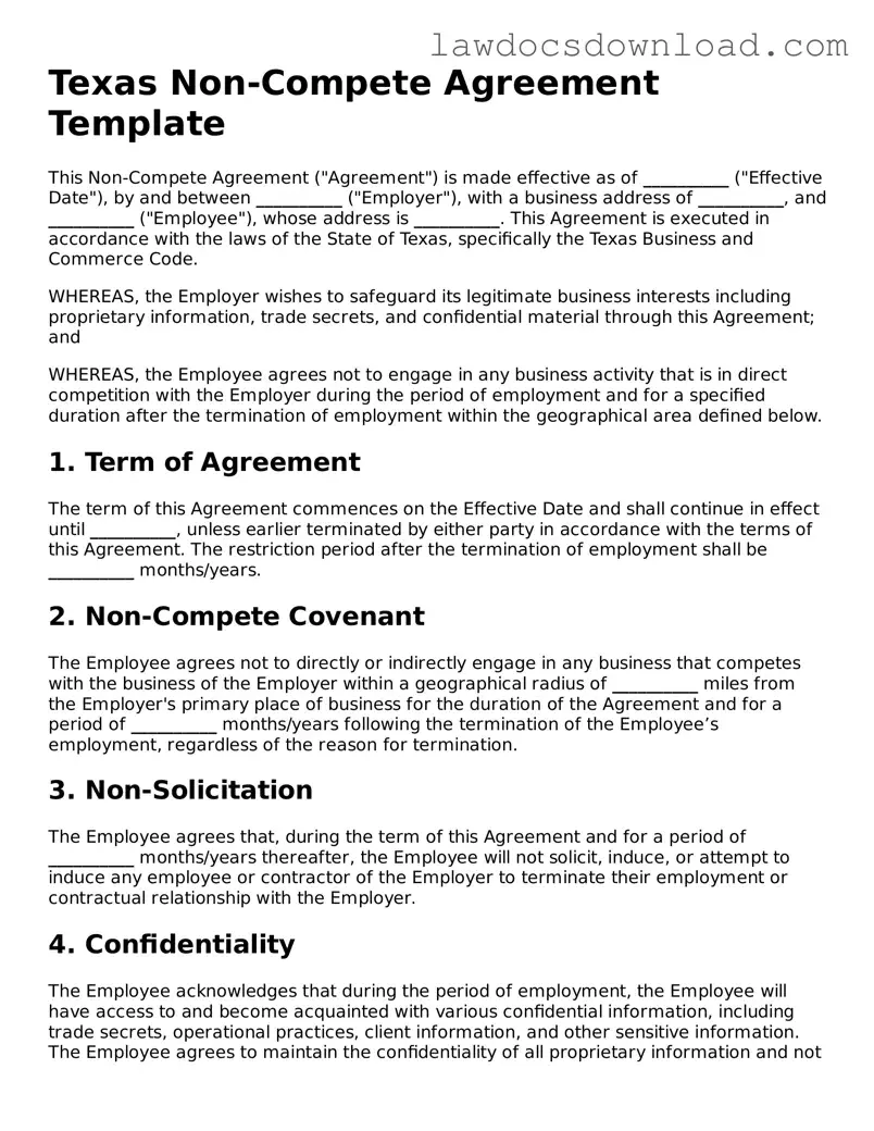 Legal Texas Non-compete Agreement Form