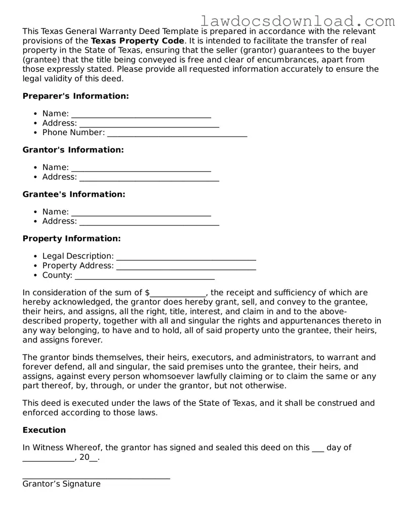 Legal Texas Deed Form