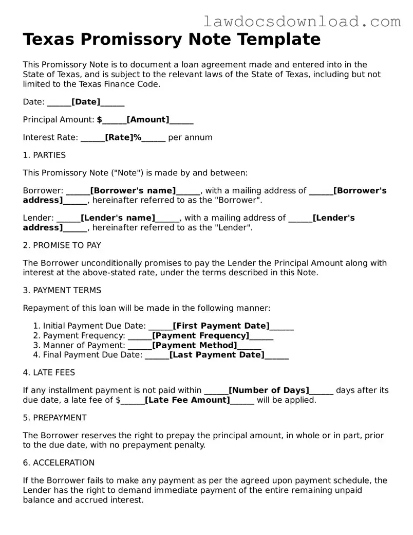 Legal Texas Promissory Note Form