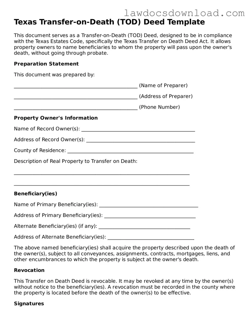 Legal Texas Transfer-on-Death Deed Form