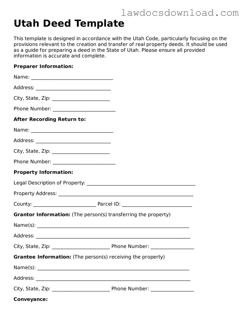 Legal Utah Deed Form